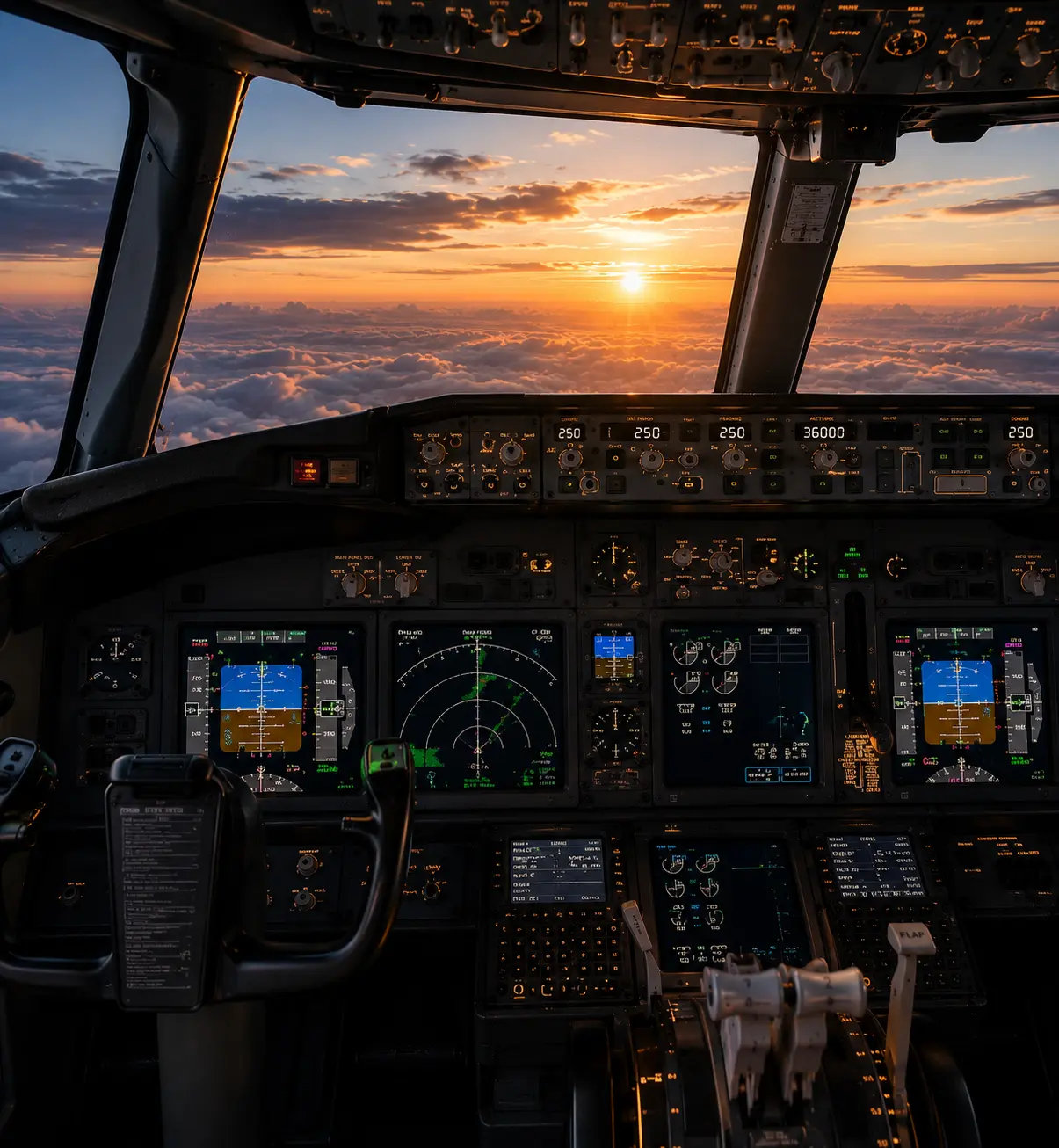 Cockpit at sunset